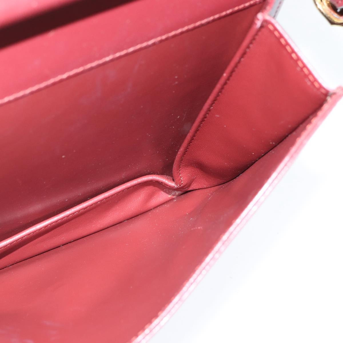 CARTIER Must Line Shoulder Bag Leather Bordeaux Gold Auth 148432