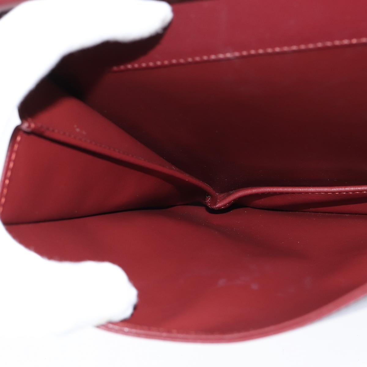 CARTIER Must Line Shoulder Bag Leather Bordeaux Gold Auth 148432