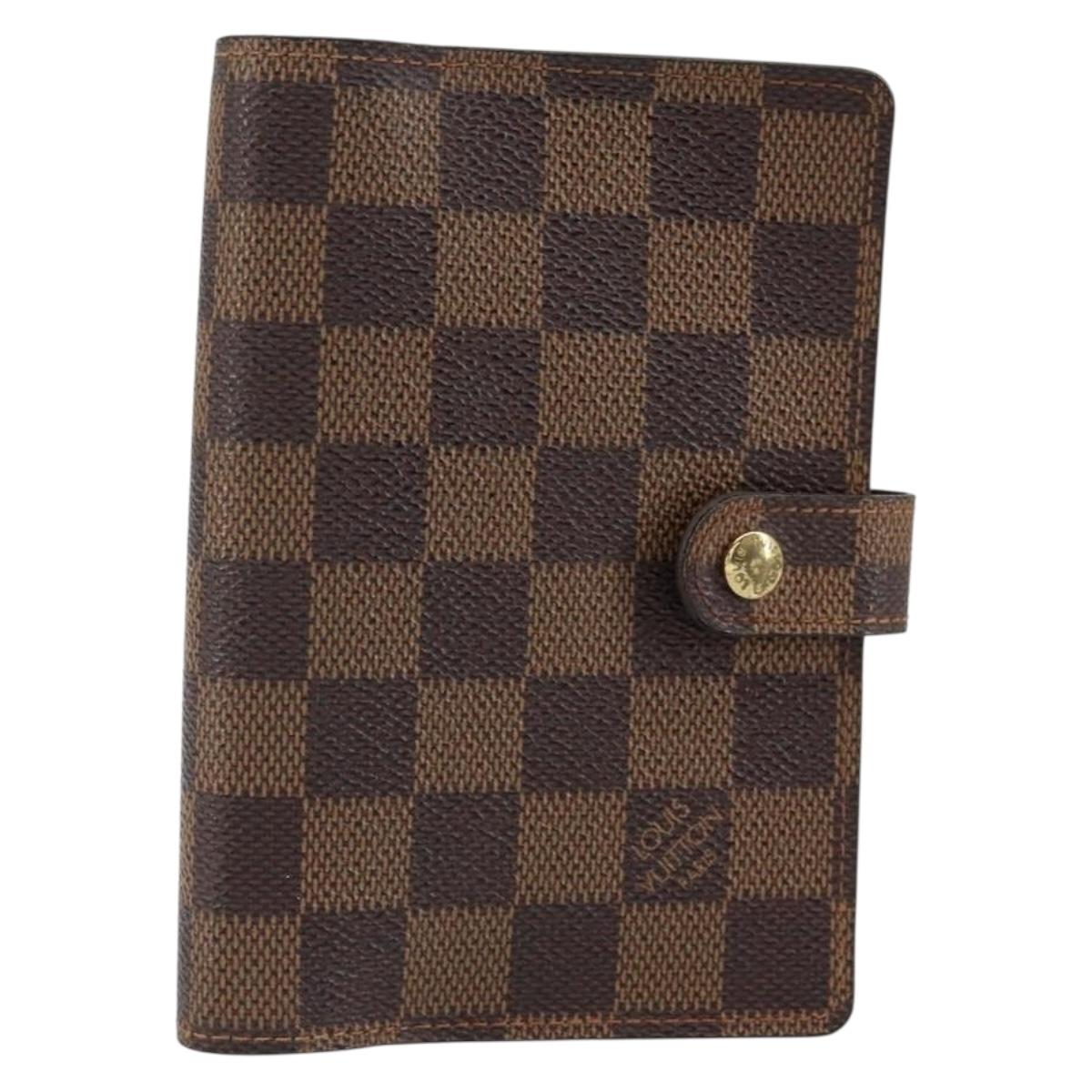 LOUIS VUITTON Damier Ebene Agenda PM Day Planner Cover R20700 LV Auth 148433