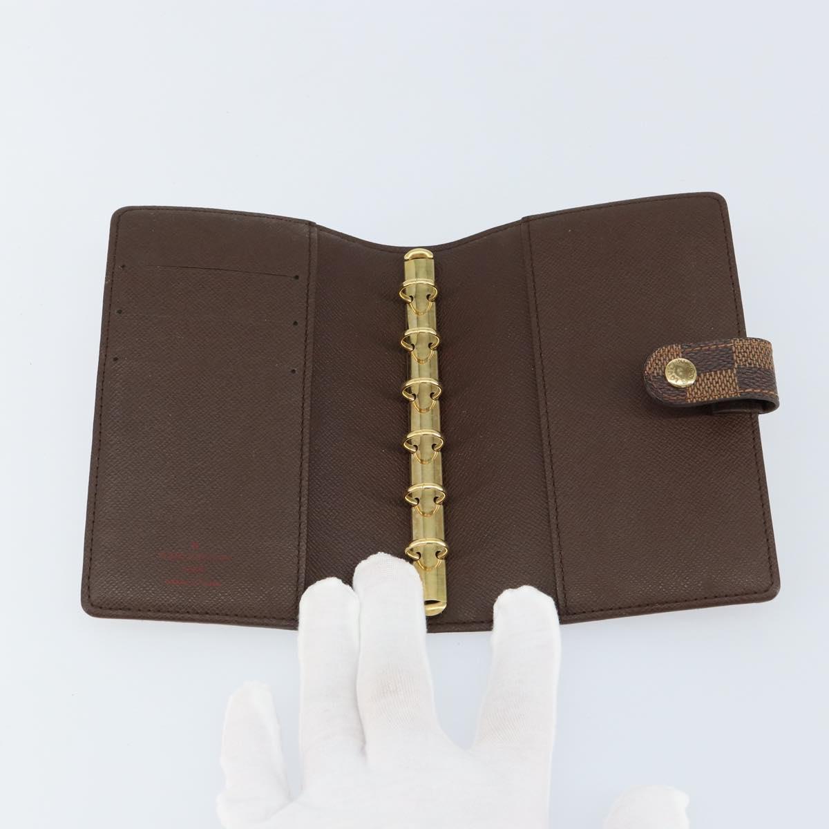 LOUIS VUITTON Damier Ebene Agenda PM Day Planner Cover R20700 LV Auth 148433