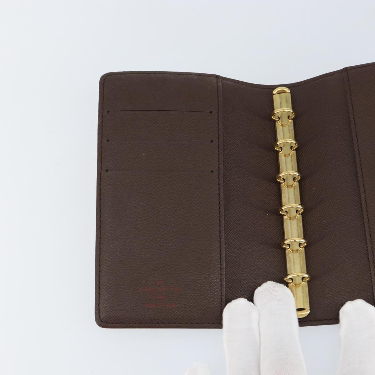 LOUIS VUITTON Damier Ebene Agenda PM Day Planner Cover R20700 LV Auth 148433