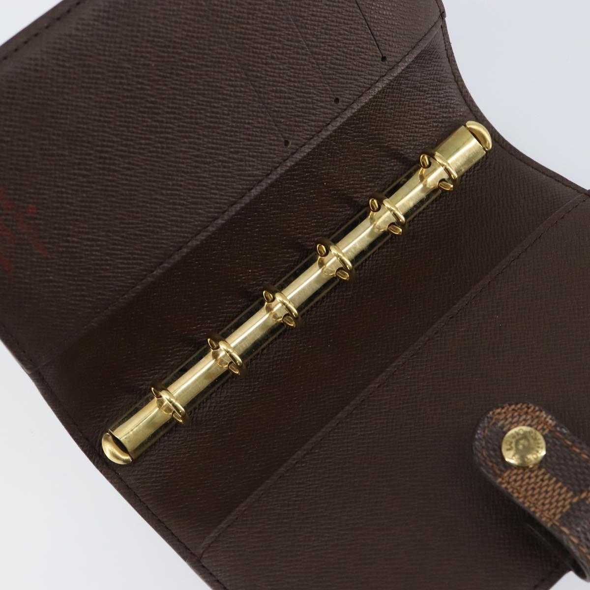 LOUIS VUITTON Damier Ebene Agenda PM Day Planner Cover R20700 LV Auth 148433