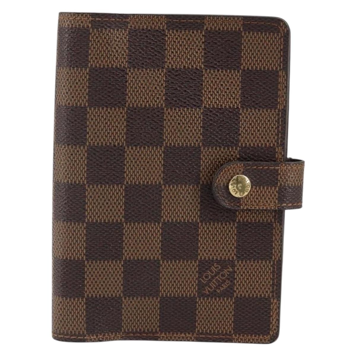 LOUIS VUITTON Damier Ebene Agenda PM Day Planner Cover R20700 LV Auth 148433
