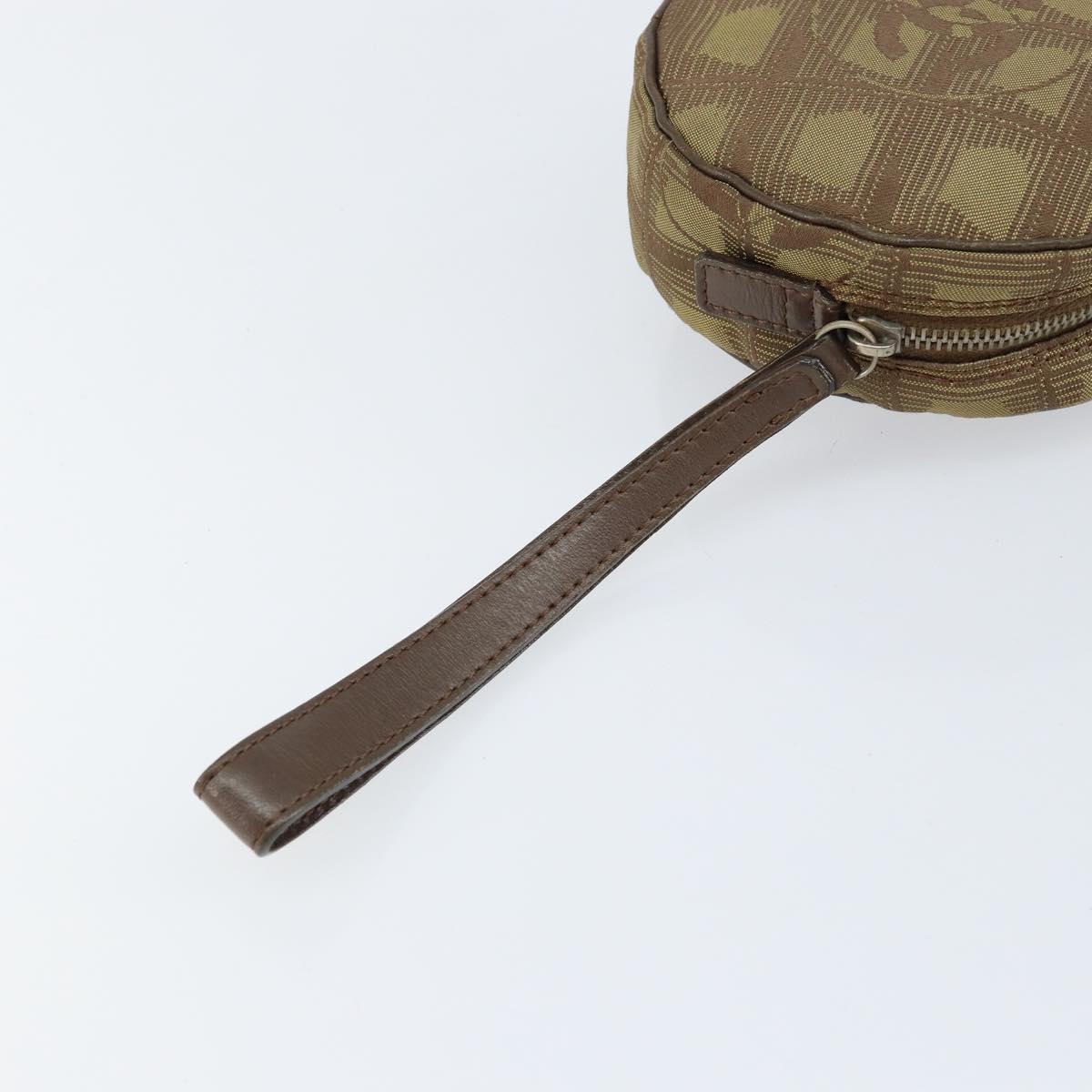 CHANEL New Travel line Pouch Nylon Beige CC Auth 148436