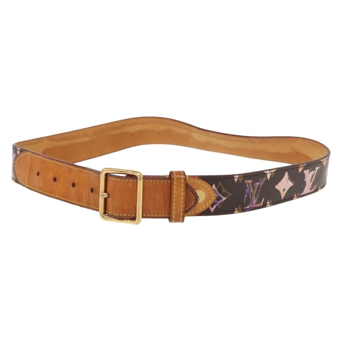 LOUIS VUITTON Monogram Watercolor Ceinture Belt 34.6"" M9622 LV Auth 148442