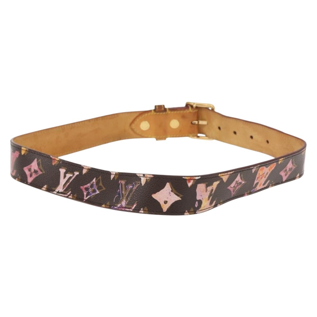 LOUIS VUITTON Monogram Watercolor Ceinture Belt 34.6"" M9622 LV Auth 148442