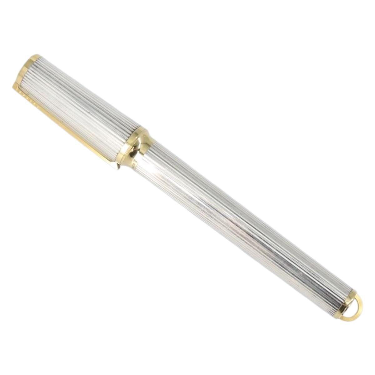 S.T. DUPONT Fountain Pen metal Silver tone Auth 148443