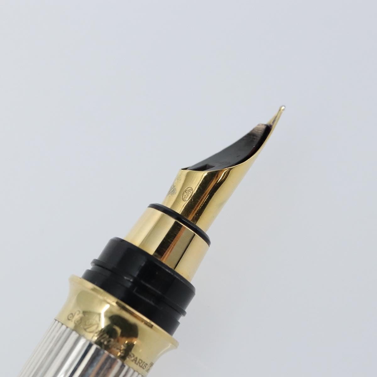 S.T. DUPONT Fountain Pen metal Silver tone Auth 148443