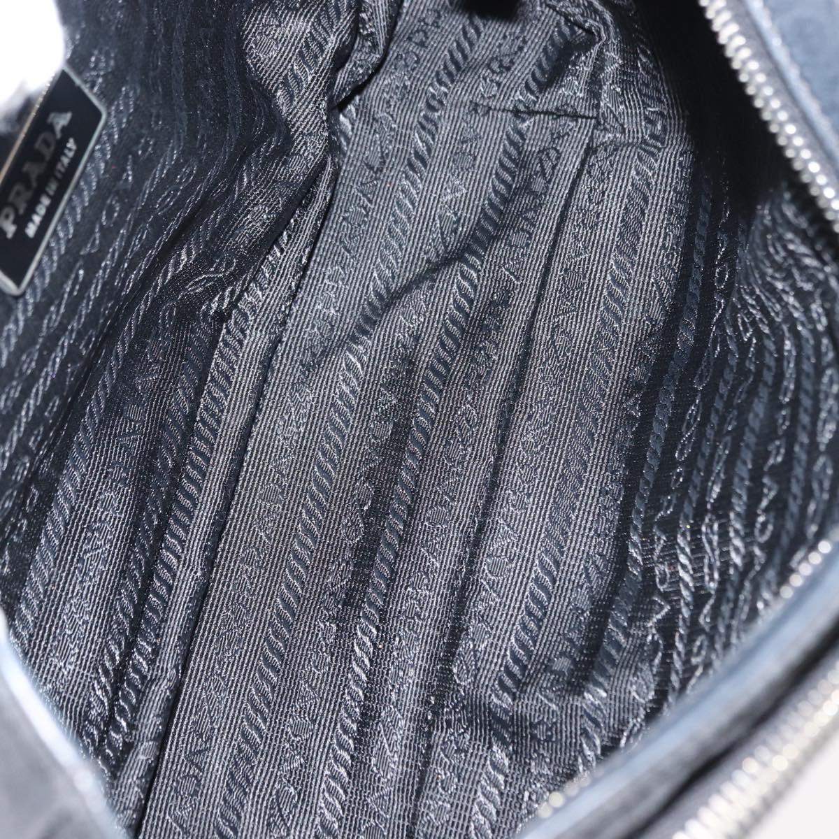 PRADA Shoulder Bag Nylon Black Silver Auth 148452