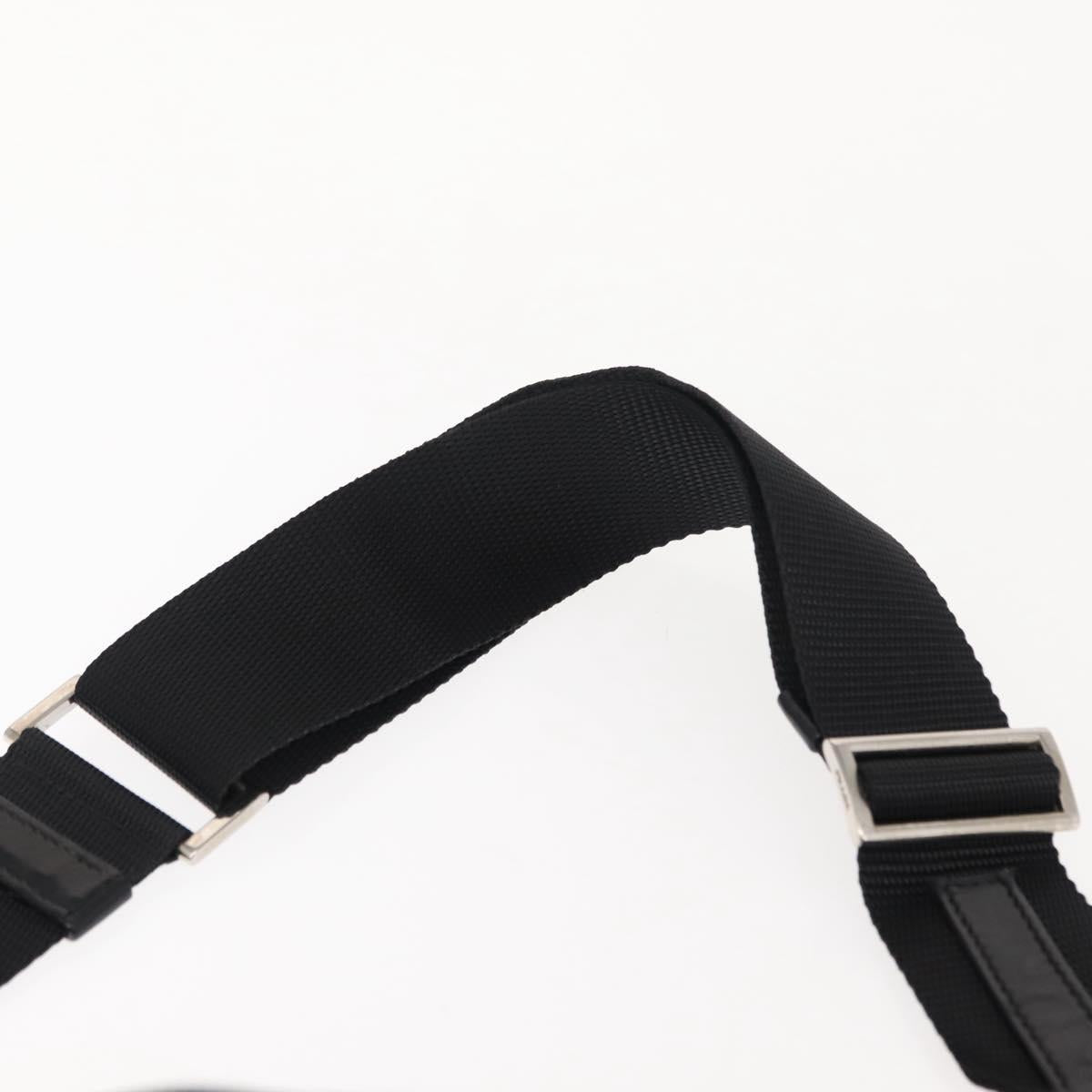PRADA Shoulder Bag Nylon Black Silver Auth 148452