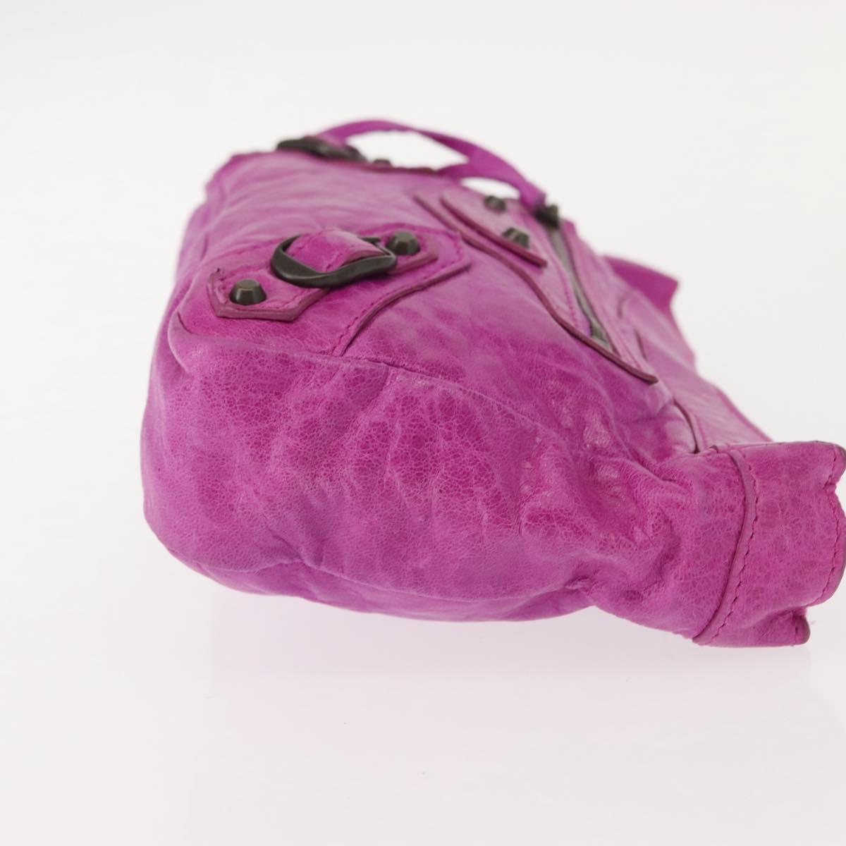 BALENCIAGA Classic Pouch Leather Purple 110481 Auth 148453