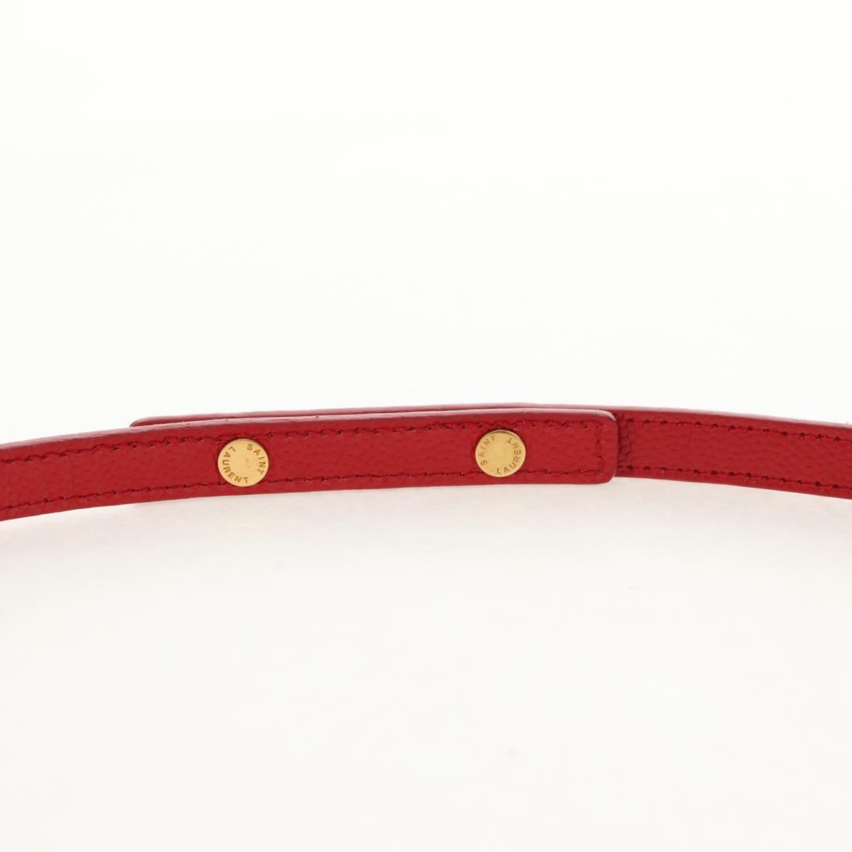 SAINT LAURENT Chain Cassandra Shoulder Bag Caviar Skin Red Gold Auth 148456M