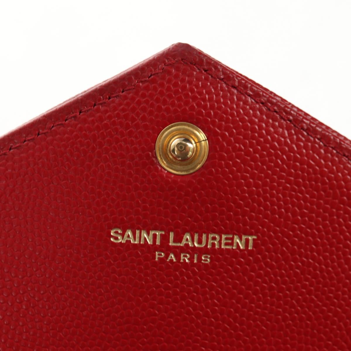 SAINT LAURENT Chain Cassandra Shoulder Bag Caviar Skin Red Gold Auth 148456M