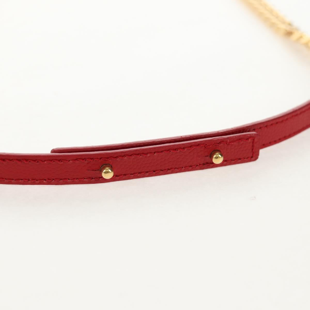 SAINT LAURENT Chain Cassandra Shoulder Bag Caviar Skin Red Gold Auth 148456M