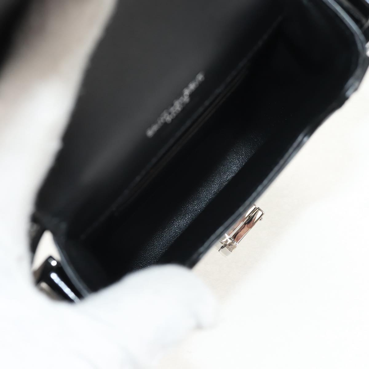 SAINT LAURENT Solferino Shoulder Bag Patent leather Black Silver Auth 148457SAM