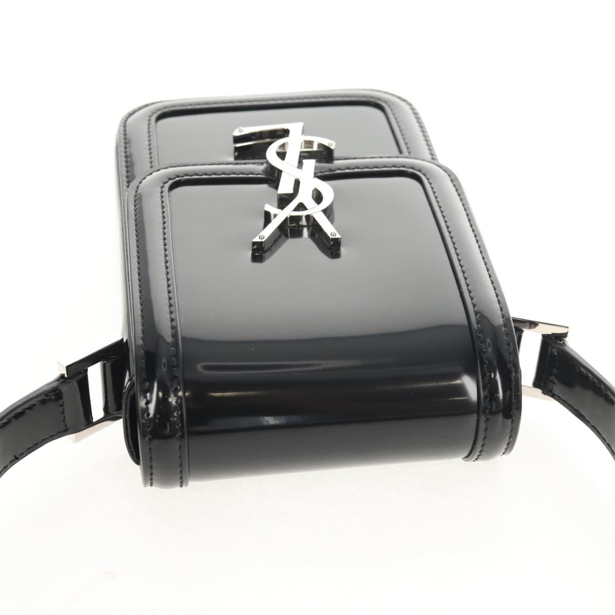 SAINT LAURENT Solferino Shoulder Bag Patent leather Black Silver Auth 148457SAM