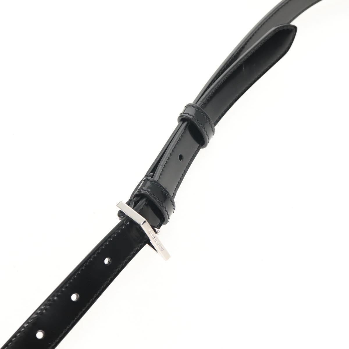 SAINT LAURENT Solferino Shoulder Bag Patent leather Black Silver Auth 148457SAM