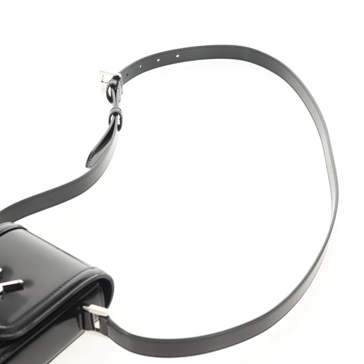 SAINT LAURENT Solferino Shoulder Bag Patent leather Black Silver Auth 148457SAM