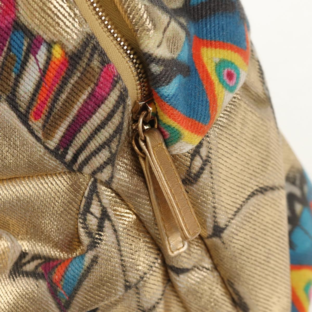 CHANEL Graffiti Backpack Canvas Gold CC Auth 148460SAM