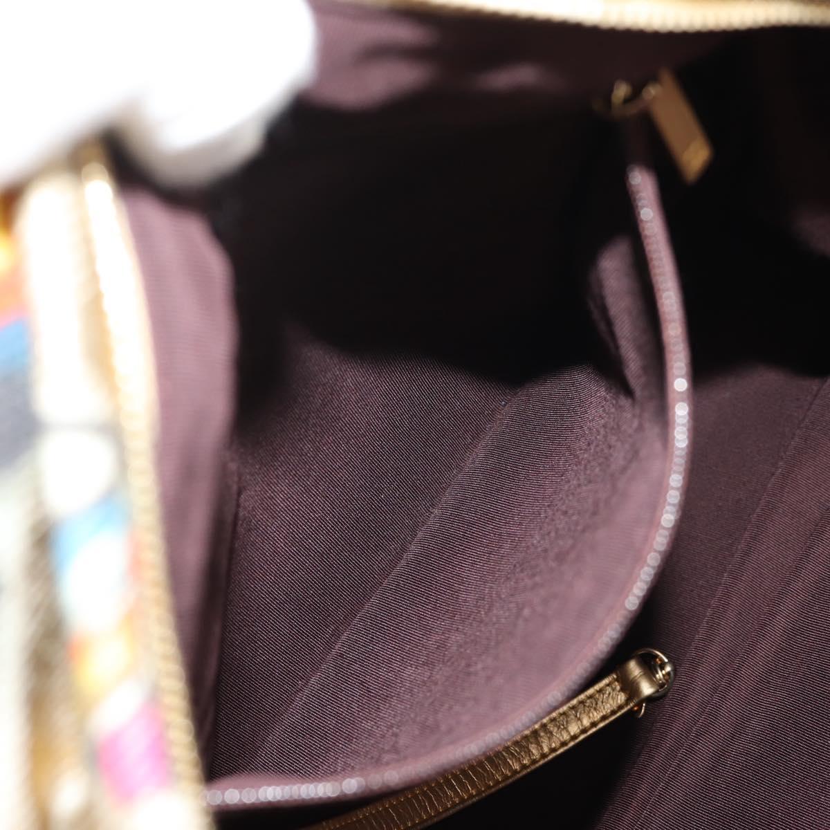 CHANEL Graffiti Backpack Canvas Gold CC Auth 148460SAM