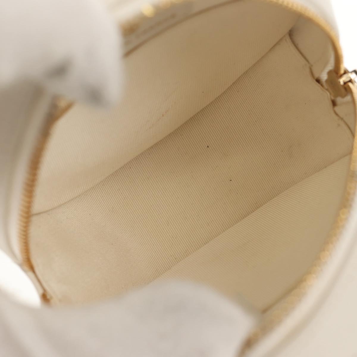 CHANEL V Stitch Chain Shoulder Bag Mouton White Gold CC Auth 148461AM