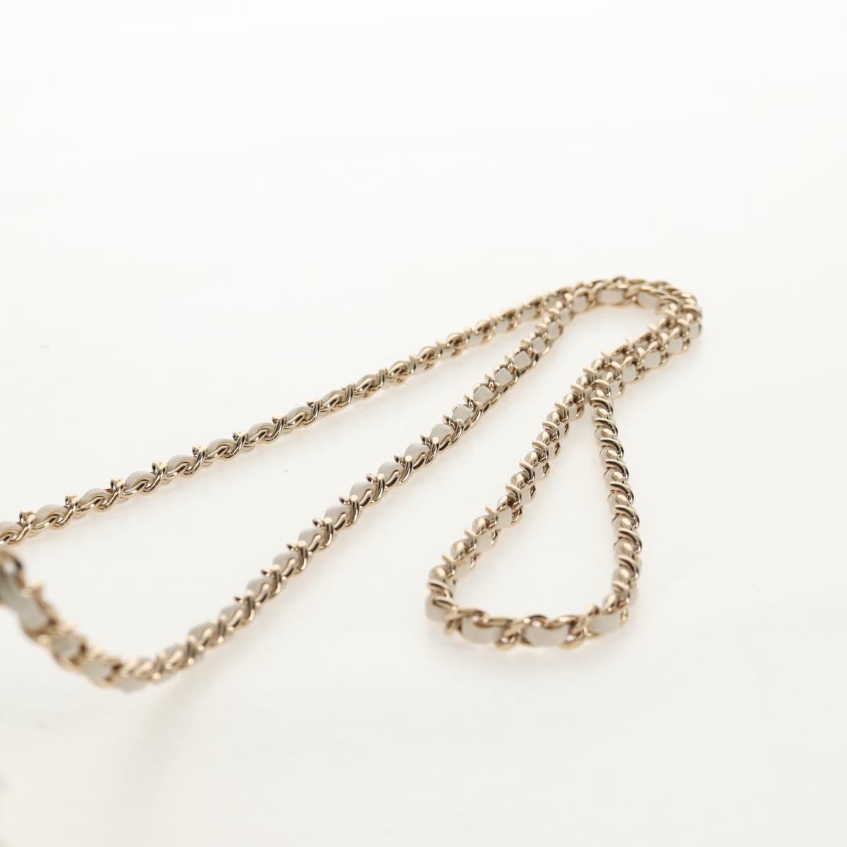 CHANEL V Stitch Chain Shoulder Bag Mouton White Gold CC Auth 148461AM