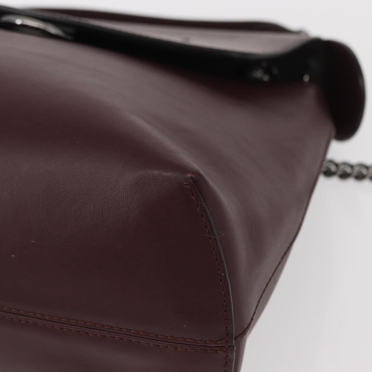 FENDI Back To School Backpack Leather 2way Bordeaux Silver Auth 148468