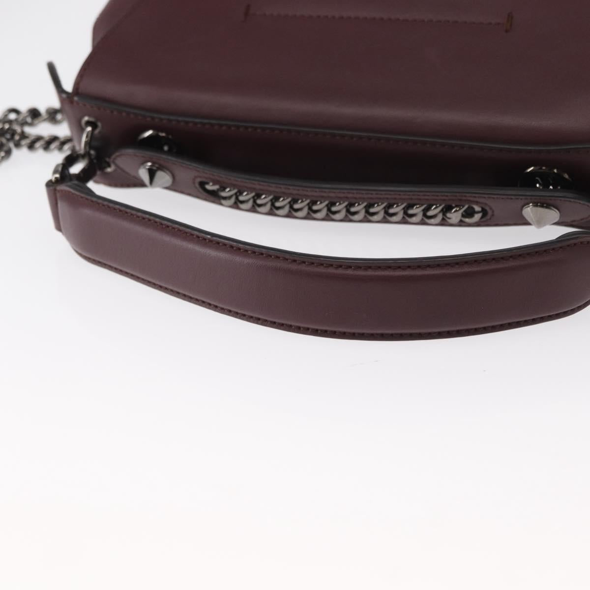 FENDI Back To School Backpack Leather 2way Bordeaux Silver Auth 148468