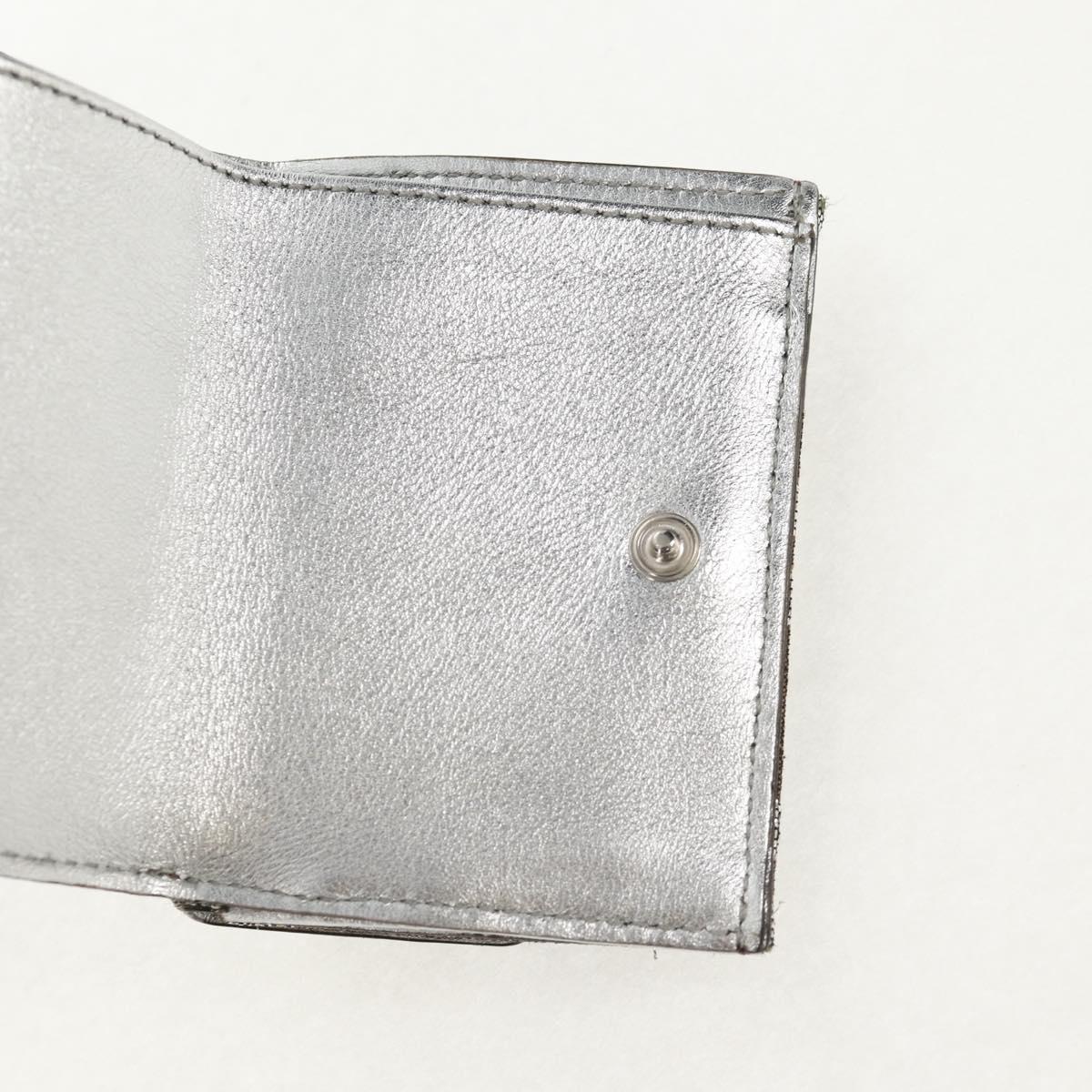 FENDI Zucca Canvas Baguette Wallet Silver Brown Auth 148473M