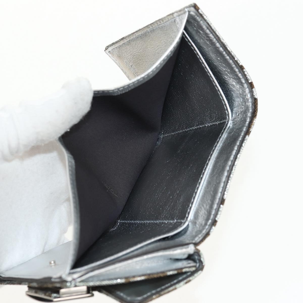 FENDI Zucca Canvas Baguette Wallet Silver Brown Auth 148473M