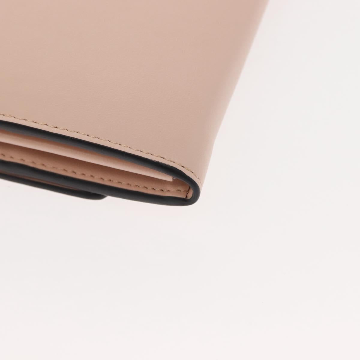 FENDI Long Wallet Leather Pink Gold Auth 148474