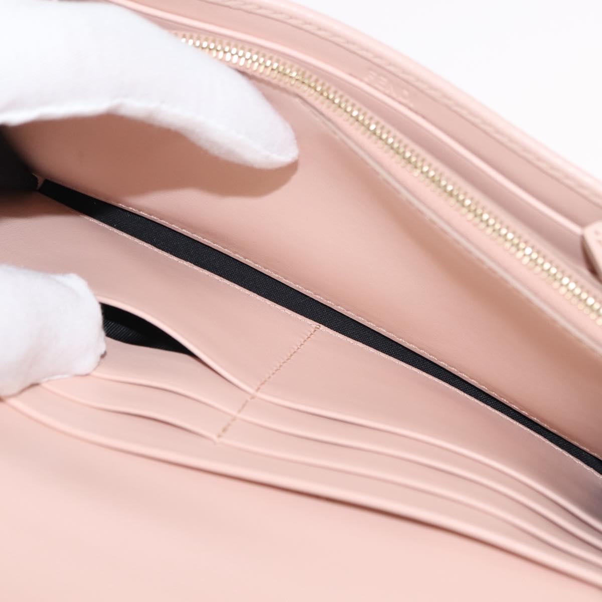FENDI Long Wallet Leather Pink Gold Auth 148474