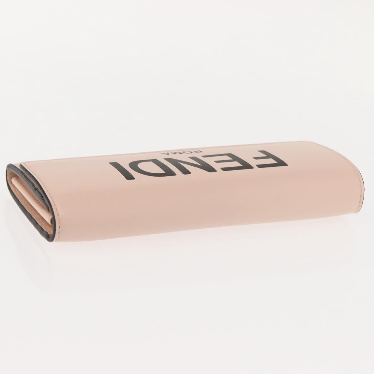 FENDI Long Wallet Leather Pink Gold Auth 148474