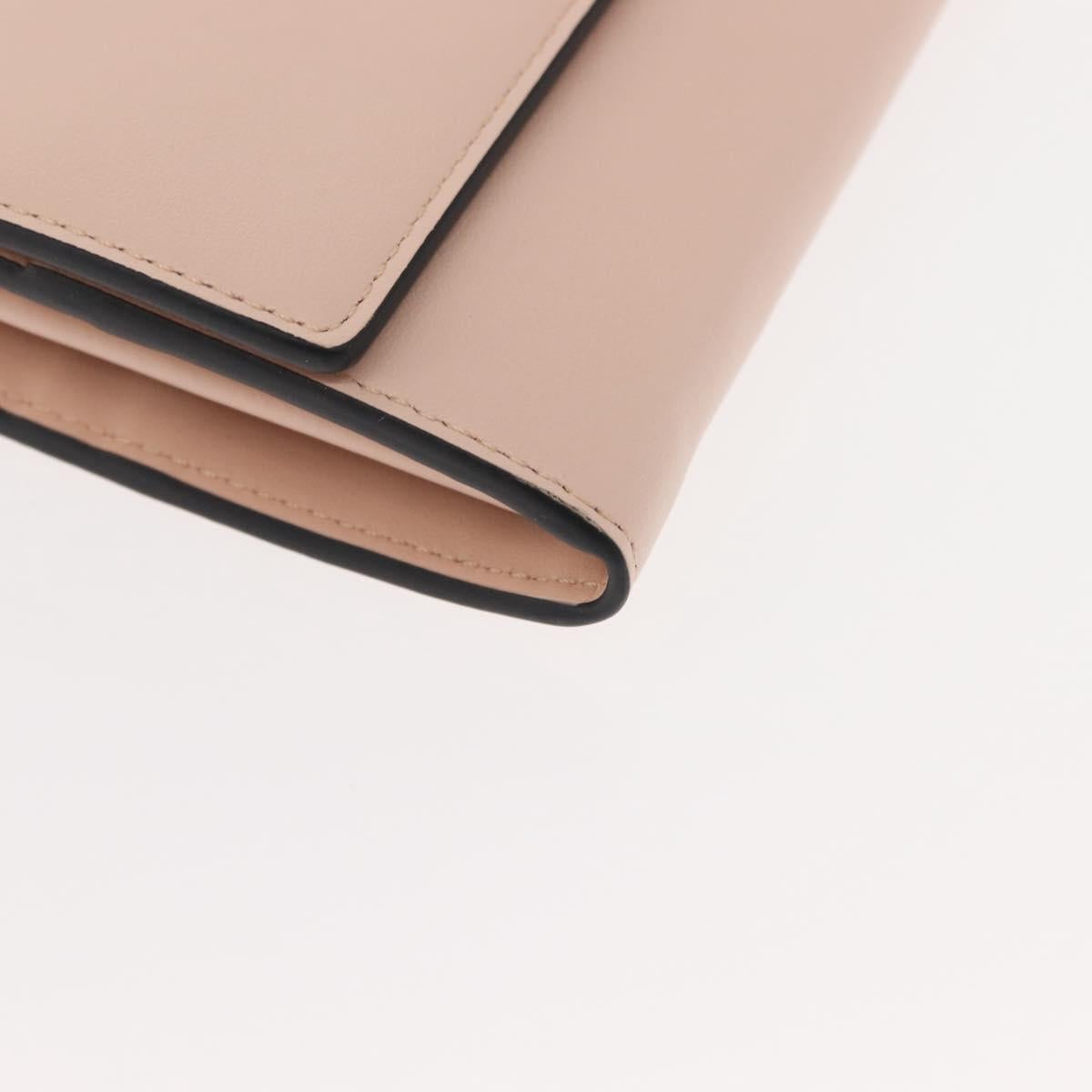 FENDI Long Wallet Leather Pink Gold Auth 148474