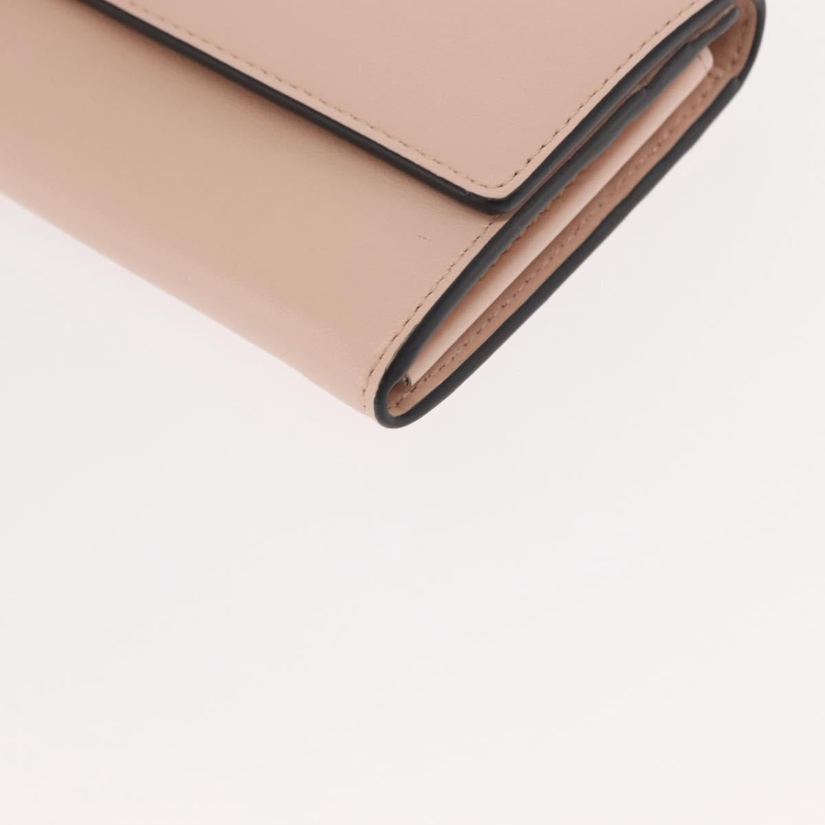 FENDI Long Wallet Leather Pink Gold Auth 148474