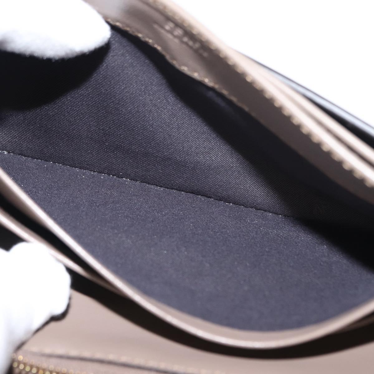 FENDI Long Wallet Leather Beige Gold Auth 148475