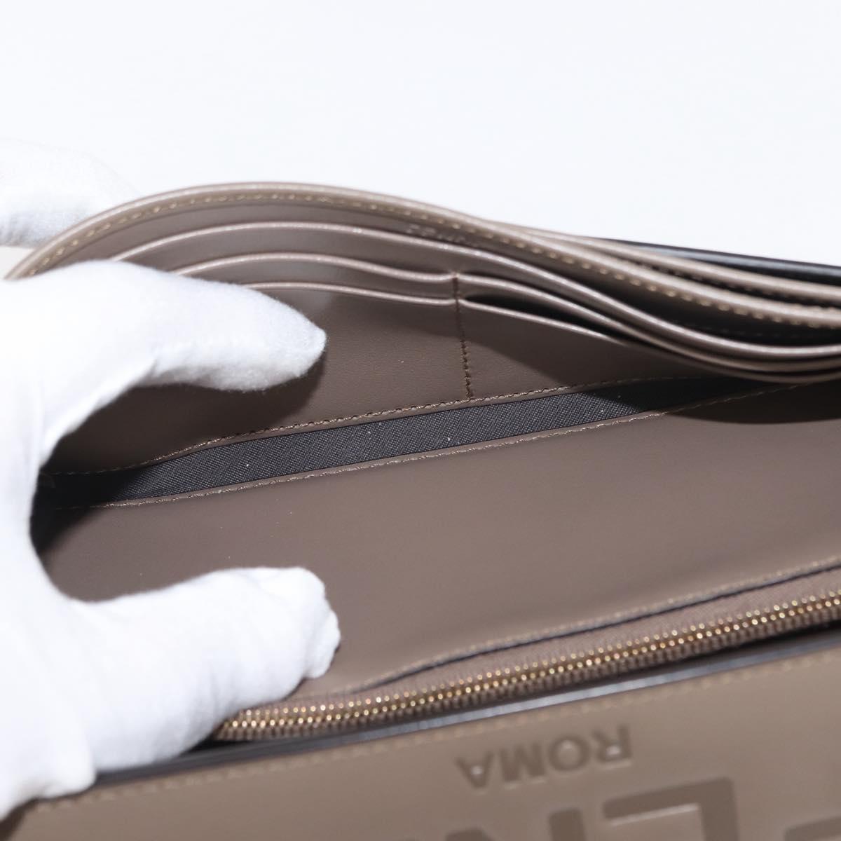FENDI Long Wallet Leather Beige Gold Auth 148475