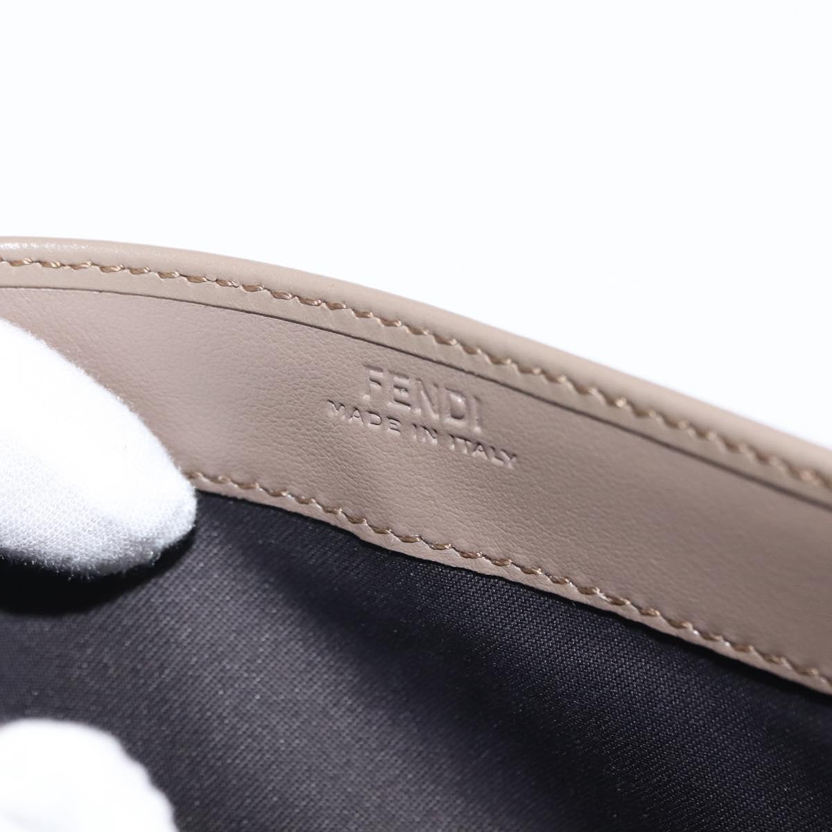 FENDI Long Wallet Leather Beige Gold Auth 148475