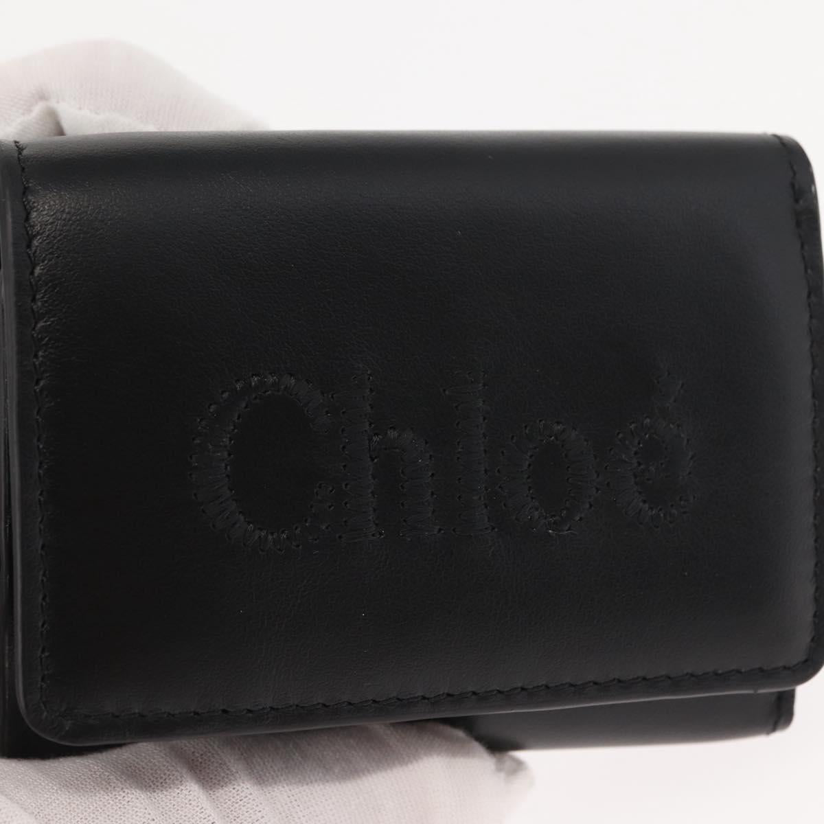 Chloe Sense Wallet Leather Black Auth 148476