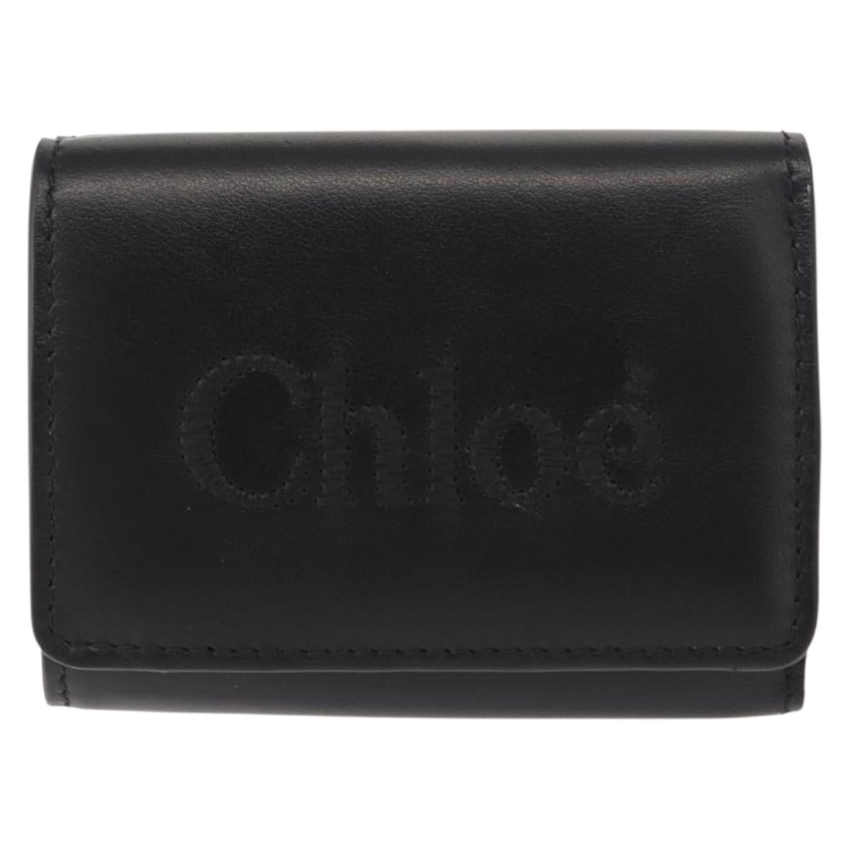 Chloe Sense Wallet Leather Black Auth 148476