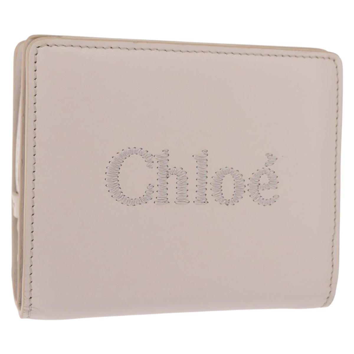 Chloe Sense Wallet Leather Ivory Auth 148477