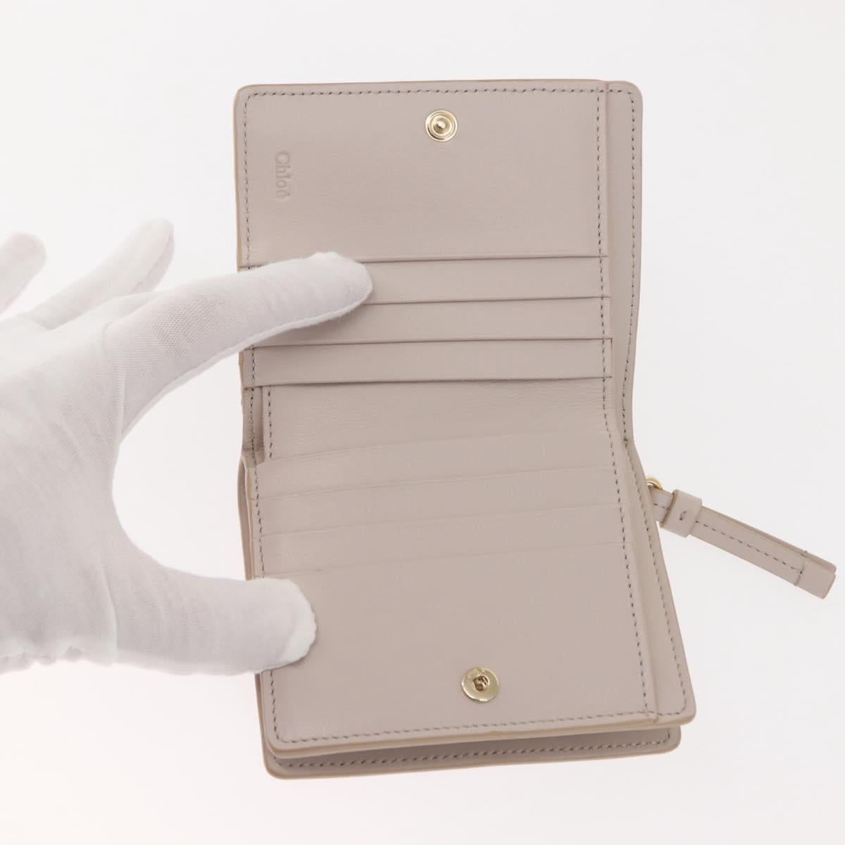 Chloe Sense Wallet Leather Ivory Auth 148477