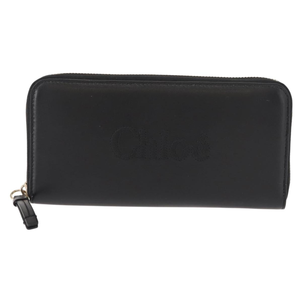 Chloe Sense Wallet Leather Black Auth 148478
