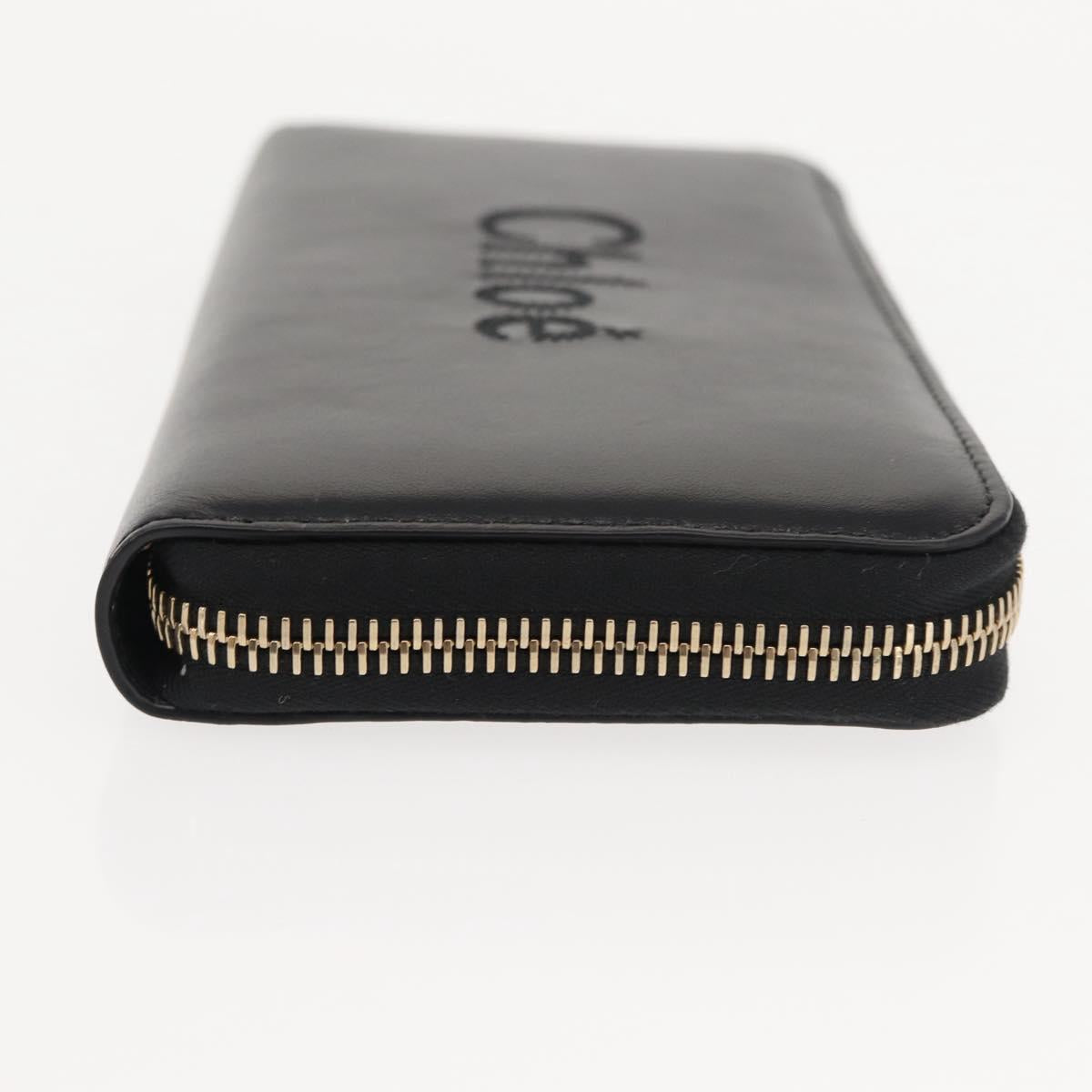 Chloe Sense Wallet Leather Black Auth 148478
