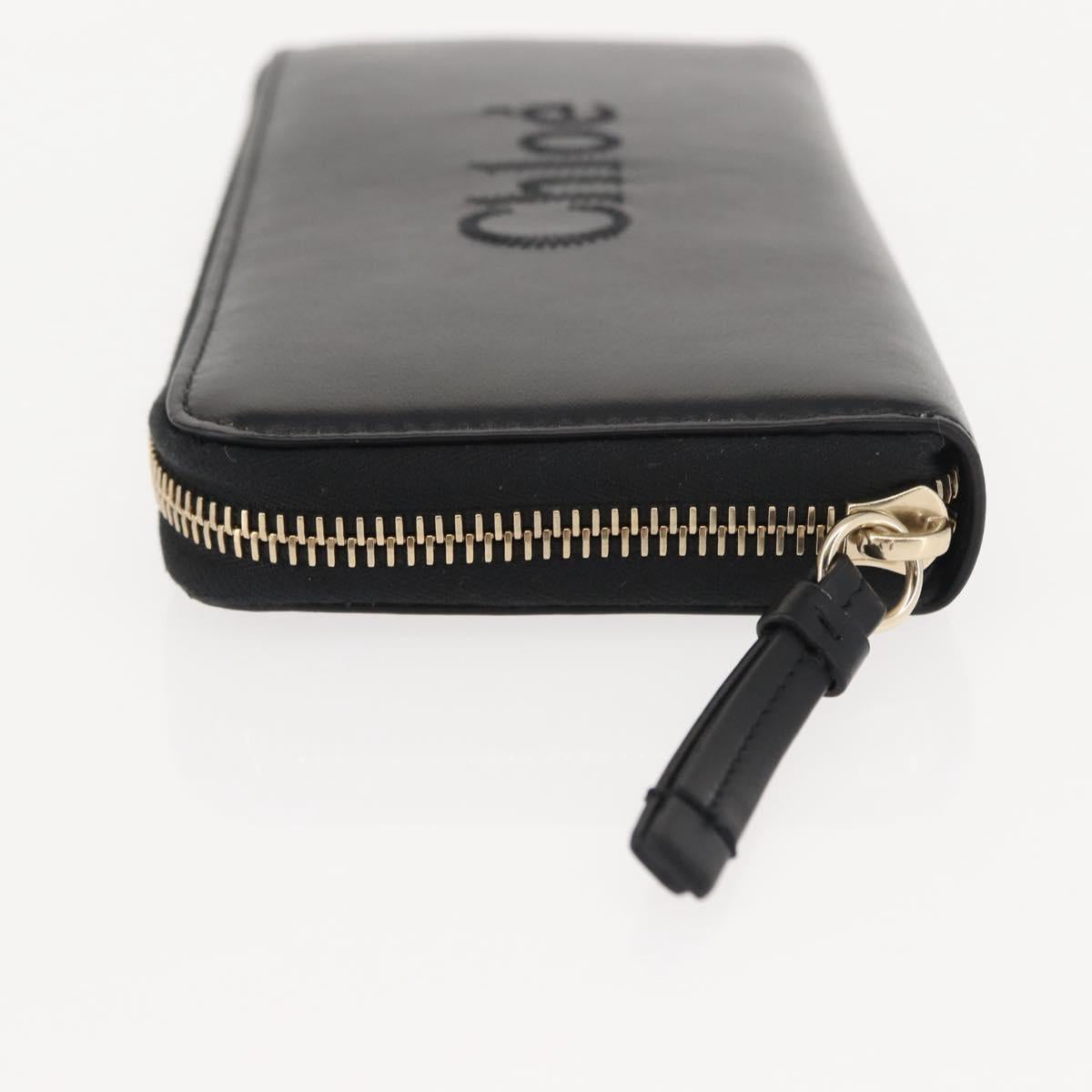 Chloe Sense Wallet Leather Black Auth 148478