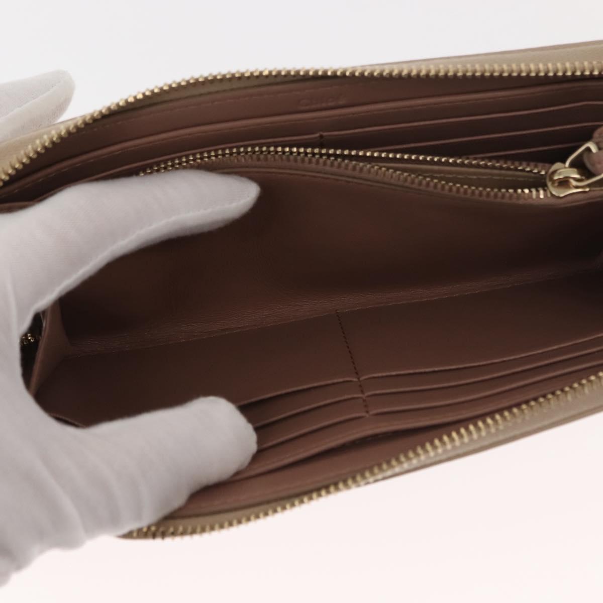 Chloe Sense Long Wallet Leather Beige Auth 148479