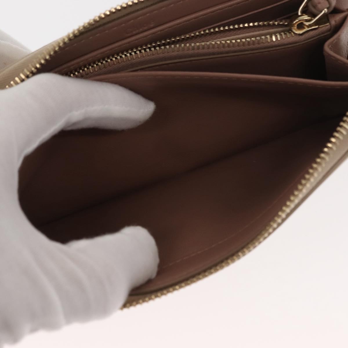 Chloe Sense Long Wallet Leather Beige Auth 148479