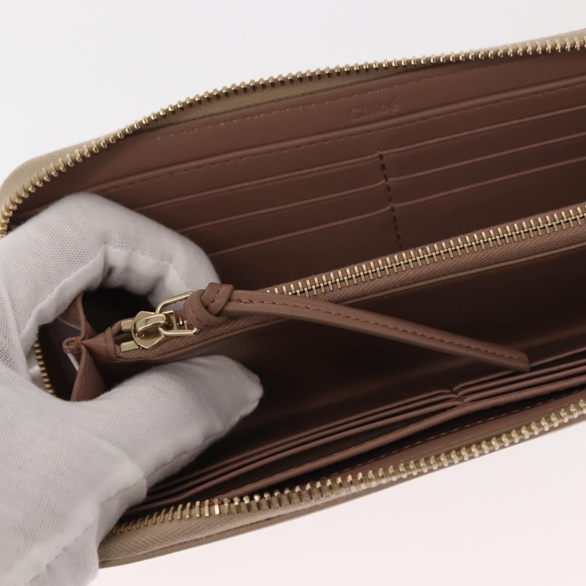 Chloe Sense Long Wallet Leather Beige Auth 148479