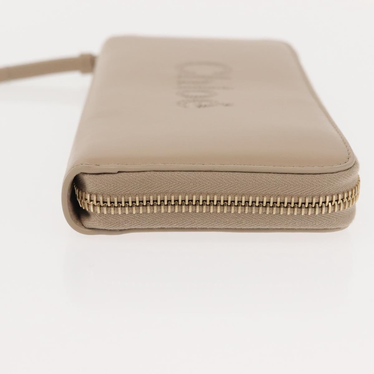 Chloe Sense Long Wallet Leather Beige Auth 148479