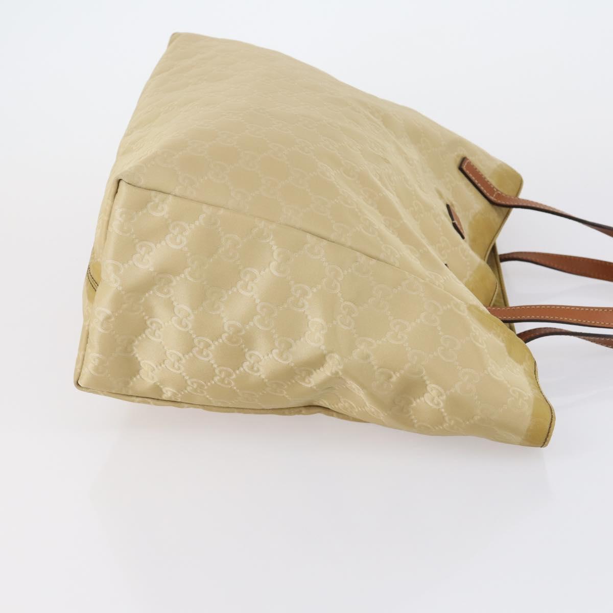 GUCCI GG Canvas Tote Bag Nylon Leather 2 Set Beige Auth 148483